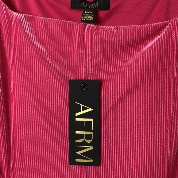 NWT AFRM Paradiso Cutout velvet ribbed pink Bodycon dress. Size Medium. - Picture 13 of 14